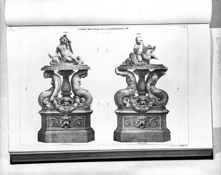 Planche 169 du catalogue de la fonderie d'art Ducel : fontaines.