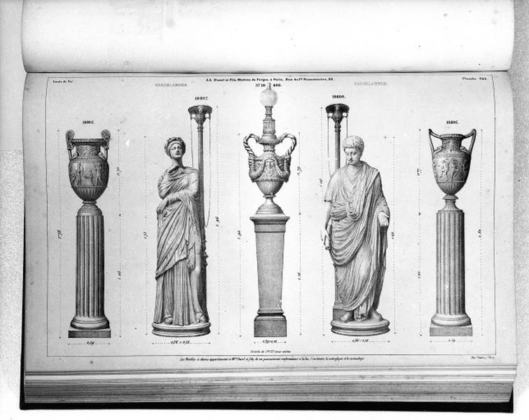 Planche 244 du catalogue de la fonderie d'art Ducel : candélabres.