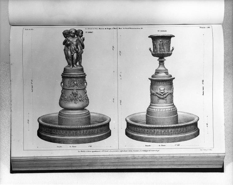 Planche 203 du catalogue de la fonderie d'art Ducel : fontaines.