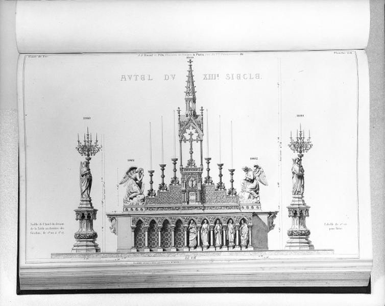 Planche 254 du catalogue de la fonderie d'art Ducel : autel du XIIIè siècle.
