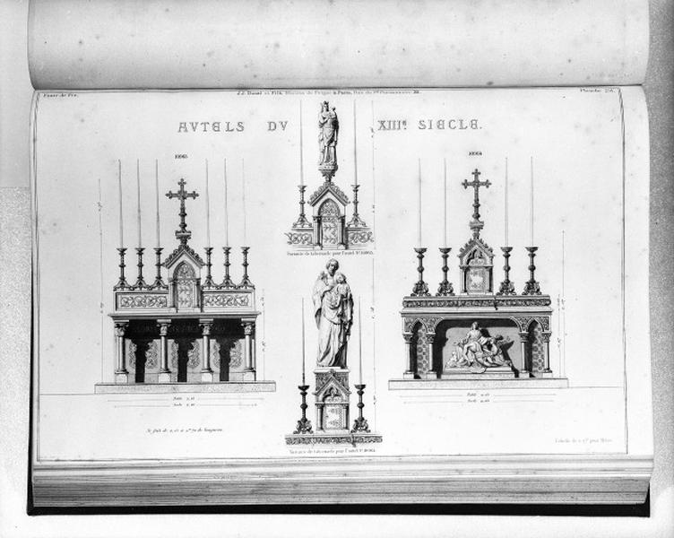 Planche 251 du catalogue de la fonderie d'art Ducel : autels du XIIIè siècle, variantes de tabernacles.