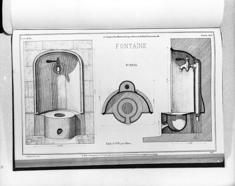 Planche 347 du catalogue de la fonderie d'art Ducel : fontaine.