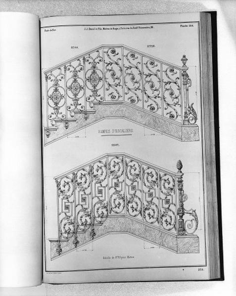 Planche 320 du catalogue de la fonderie d'art Ducel : rampe d'escaliers