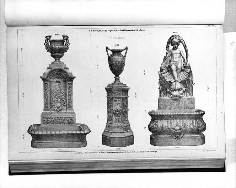 Planche 181 du catalogue de la fonderie d'art Ducel : fontaines.