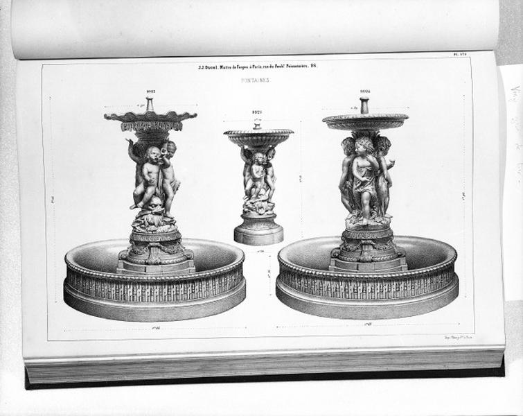 Planche 175 du catalogue de la fonderie d'art Ducel : fontaines.
