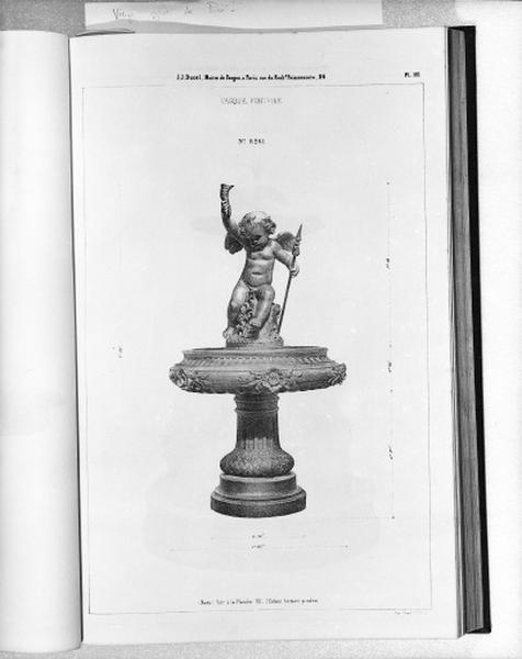 Planche 161 du catalogue de la fonderie d'art Ducel : vasque fontaine.