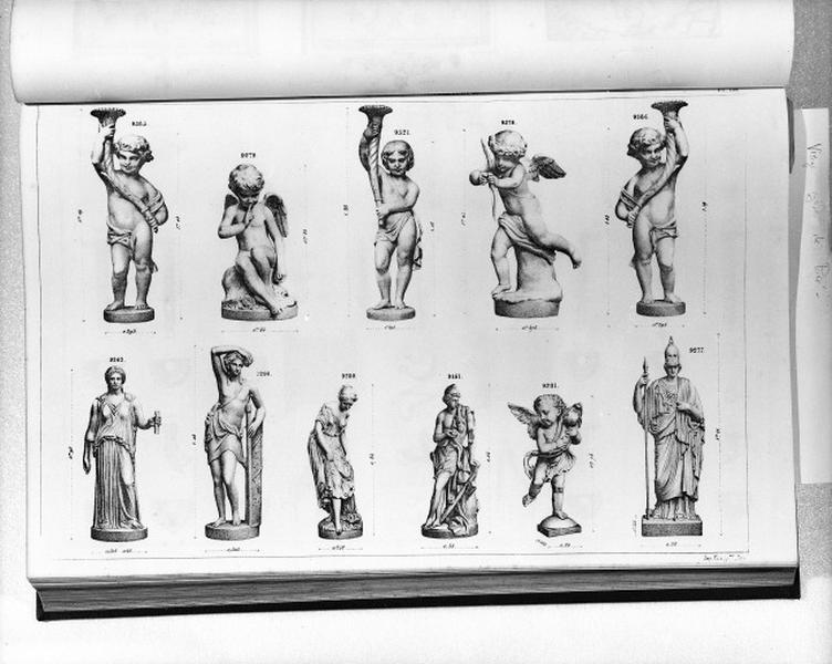 Planche 156 du catalogue de la fonderie d'art Ducel : statues.