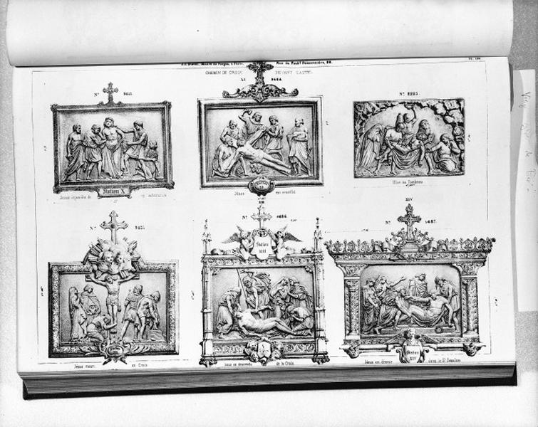 Planche 155 du catalogue de la fonderie d'art Ducel : chemin de croix.