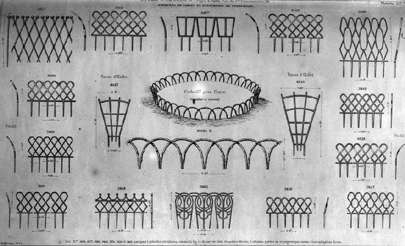 Planche 257 du catalogue de la fonderie d'art Ducel : bordures de jardin et entourages de corbeilles.