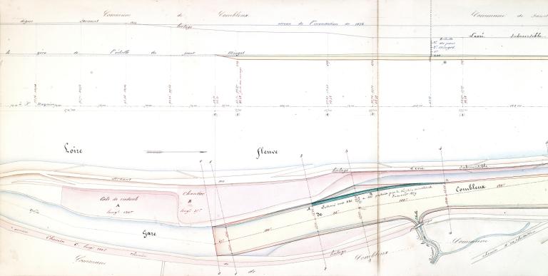 Projet d'amélioration de la gare de Combleux par l'ingénieur ordinaire Boeckh, 7 juillet 1859. Détail. (archives départementales du Loiret, Liasse 30928).