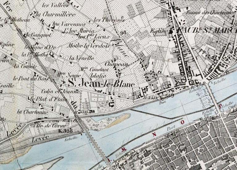 Carte de la Loire par l'ingénieur Coumes, 1848. Détail. (archives nationales, site de Paris, F 14 6640).