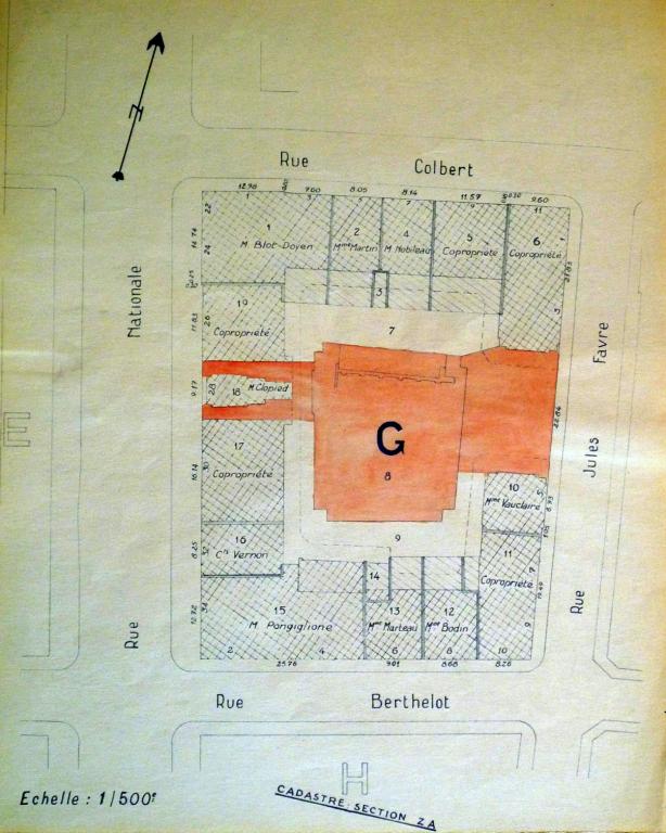 Plan annexé au cahier des charges de l'îlot G, [1954]. (archives municipales de Tours, 149 W 16).