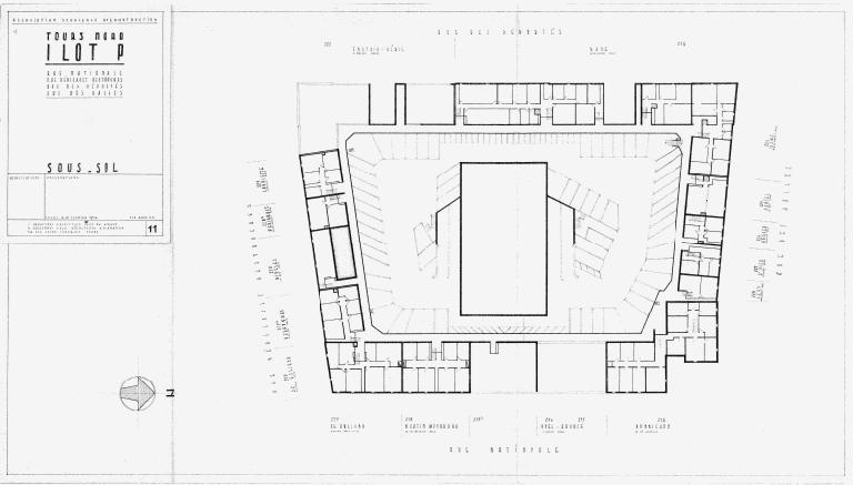 Plan du sous-sol, J. et M. Marconnet arch., 18 février 1956. (archives municipales de Tours, Permis de construire 1956/n°307).