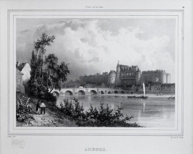 Plan de la culée du pont de Tours du côté de la ville et des quais depuis la Madeleine jusqu'au Ruau Sainte-Anne, rive gauche, XVIIIe siècle (après la construction du nouveau pont 1765-1778). Détail sur la partie située en aval du nouveau pont.
