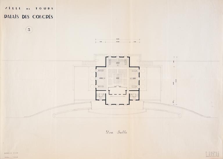 Plan du premier étage, P. Patout, Ch. et J. Dorian arch., 1954-1959. (archives municipales de Tours, 149 W 23, S 996).
