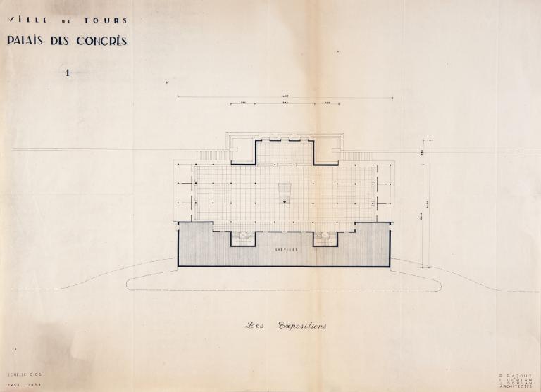 Plan du sous-sol, P. Patout, Ch. et J. Dorian arch., 1954-1959. (archives municipales de Tours, 149 W 23, S 993).
