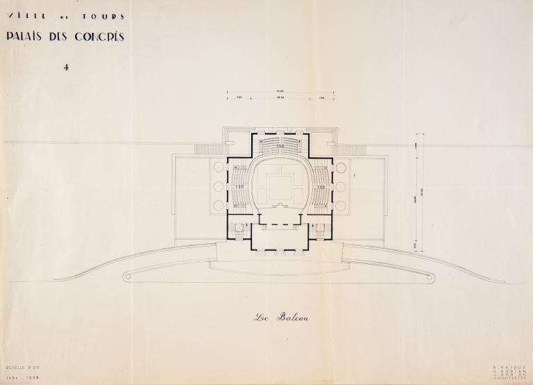 Plan du deuxième étage, P. Patout, Ch. et J. Dorian arch., 1954-1959. (archives municipales de Tours, 149 W 23, S 997).