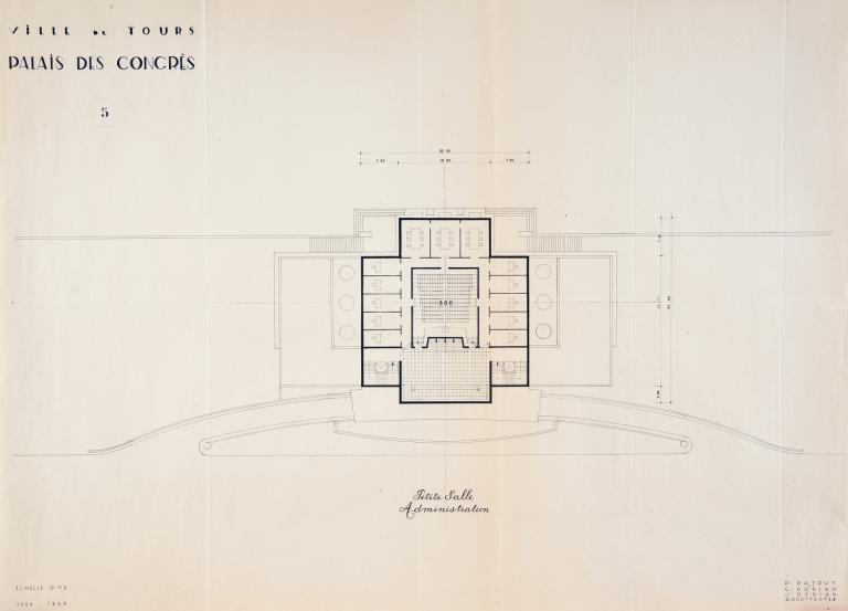 Plan du troisième étage, P. Patout, Ch. et J. Dorian arch., 1954-1959. (archives municipales de Tours, 149 W 23, S 998).