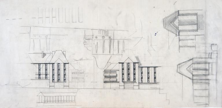 Etude pour une placette rue Nationale, P. Patout arch., [1947]. (archives municipales de Tours, 149 W 22, S 835).