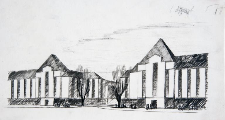 Etude pour une placette rue Nationale, P. Patout arch., [1947]. (archives municipales de Tours, 149 W 22, S 842).