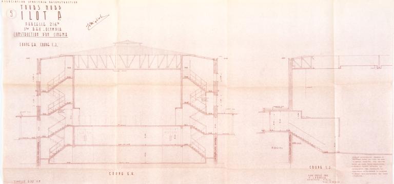 Coupes transversales, P. Labadie arch., 25 avril 1956. (archives municipales de Tours, 149 W 17, îlot P).