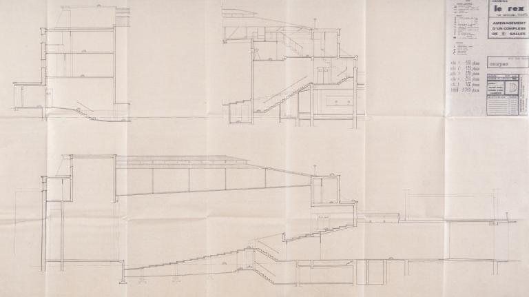 Coupes de l'état existant, R. Kléber arch., décembre 1983. (archives municipales de Tours, Permis de construire 1984/n°17).