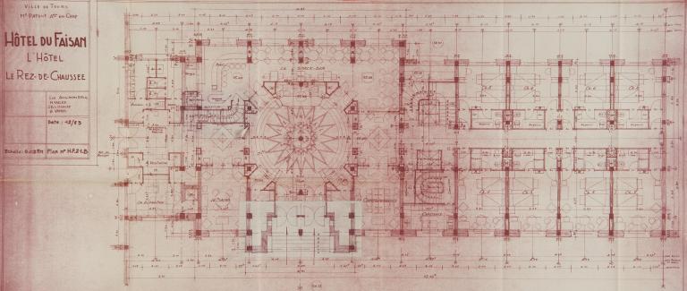 Plan du rez-de-chaussée, J-B. Lissalde, M. Vallée et H. Vanel arch., décembre 1953. (archives municipales de Tours, 149 W 14).