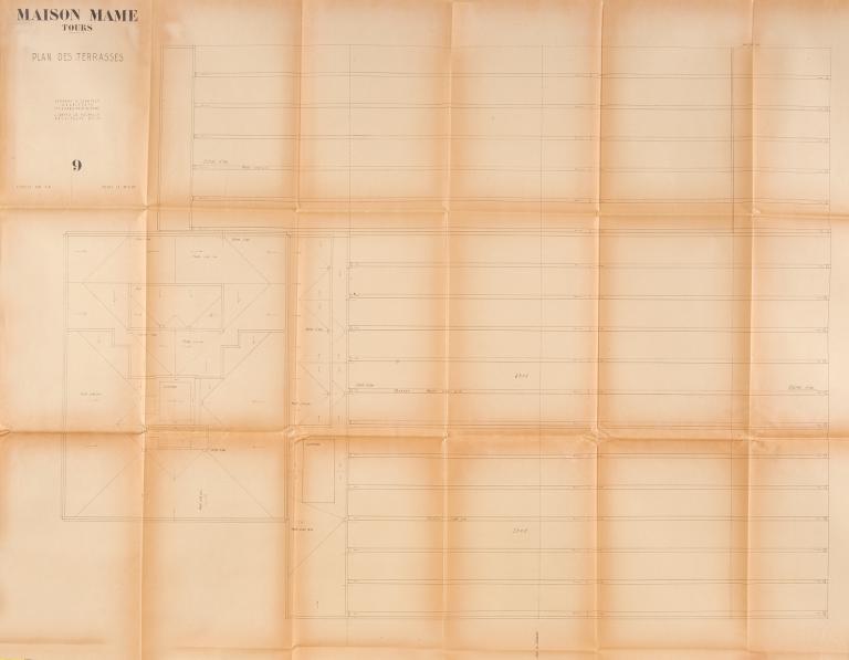 Plan des terrasses, B. Zehrfuss et J. Drieu la Rochelle arch., 30 septembre 1949. (archives municipales de Tours, Permis de construire 1949/n°605).