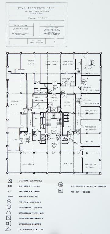 Plan du deuxième étage, 26 novembre 1997. (archives privées du groupe Serge Laski, établissements Mame).