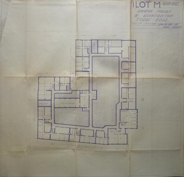 Plan du sous-sol, A. Le Roy arch., 27 janvier 1949. (archives municipales de Tours, 149 W 17, îlot M).
