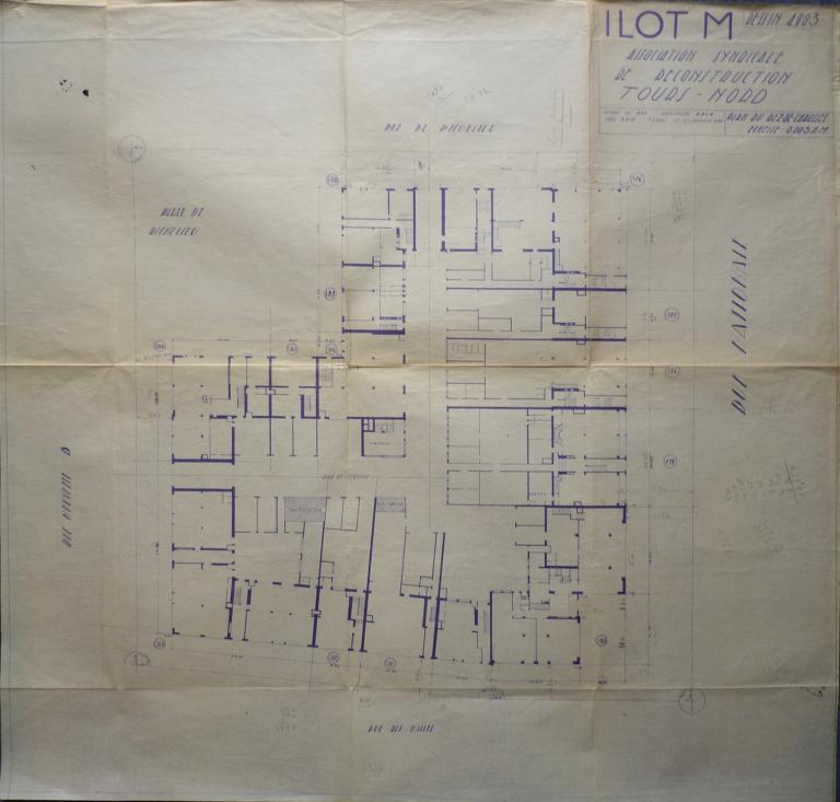 Plan du rez-de-chaussée, A. Le Roy arch., 27 janvier 1949. (archives municipales de Tours, 149 W 17, îlot M).