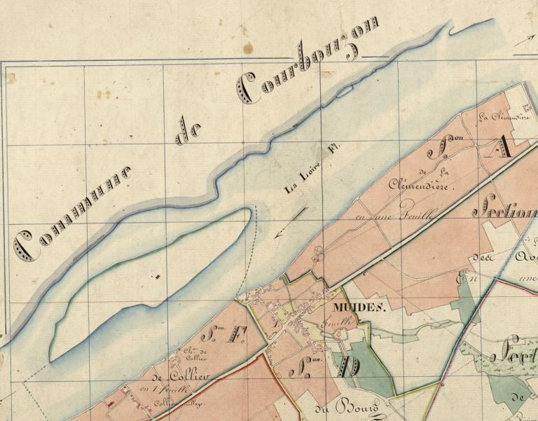Extrait du cadastre napoléonien de 1826, tableau d'assemblage, détail. (archives départementales du Loir-et-Cher, 3 P 2/156/1).