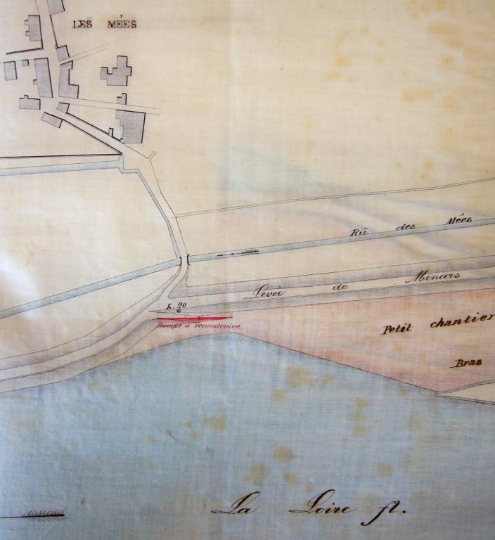 Projet d'amélioration de la rampe des Mées, plan de situation dressé en 1880. (archives départementales du Loir-et-Cher, 3 S 334).