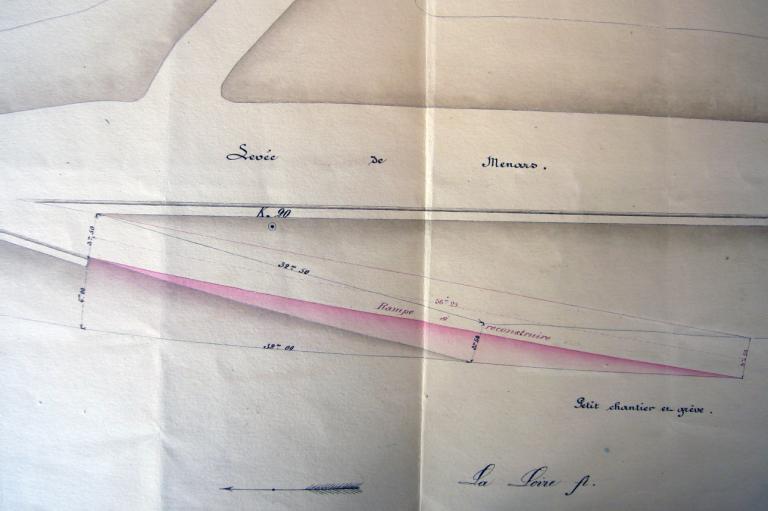Projet d'amélioration de la rampe des Mées, plan dressé en 1880. (archives départementales du Loir-et-Cher, 3 S 334).