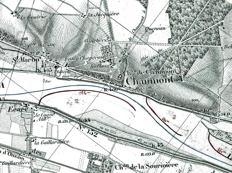 Extrait de la carte de l'ingénieur Coumes (1848) complétée par l'ingénieur Collin en 1858. (archives départementales du Loiret, Liasse 30 936). ; Extrait de la carte de l'ingénieur Coumes (1848) complétée par l'ingénieur Collin en 1858. (archives départementales du Loiret, Liasse 30 936). ; Extrait de la carte de l'ingénieur Coumes (1848) complétée par l'ingénieur Collin en 1858. (archives départementales du Loiret, Liasse 30 936). ; Extrait de la carte de l'ingénieur Coumes (1848) complétée par l'ingénieur Collin en 1858. (archives départementales du Loiret, Liasse 30 936). ; Extrait de la carte de l'ingénieur Coumes (1848) complétée par l'ingénieur Collin en 1858. (archives départementales du Loiret, Liasse 30 936).