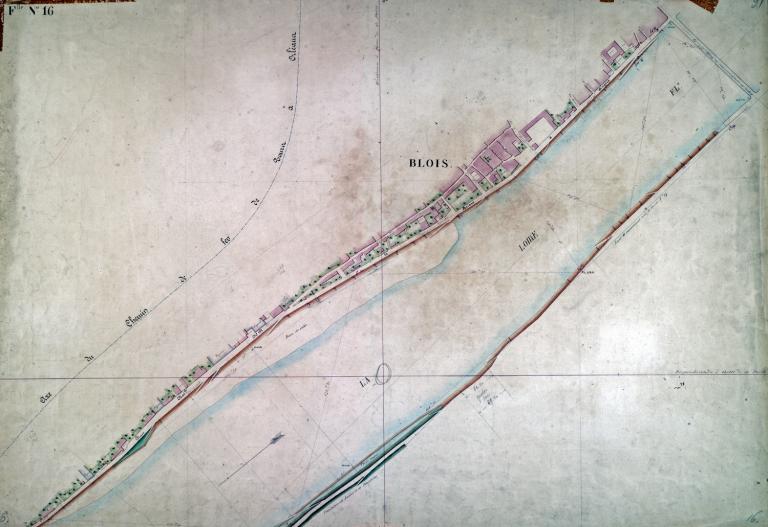 Carte de la Loire dans la traversée du Loir-et-Cher, vers 1850. Détail sur la partie en aval du pont Jacques Gabriel à Blois. (archives départementales du Loir-et-Cher, 116 Fi feuille 16). ; Carte de la Loire dans la traversée du Loir-et-Cher, vers 1850. Détail sur la partie en aval du pont Jacques Gabriel à Blois. (archives départementales du Loir-et-Cher, 116 Fi feuille 16). ; Carte de la Loire dans la traversée du Loir-et-Cher, vers 1850. Détail sur la partie en aval du pont Jacques Gabriel à Blois. (archives départementales du Loir-et-Cher, 116 Fi feuille 16).