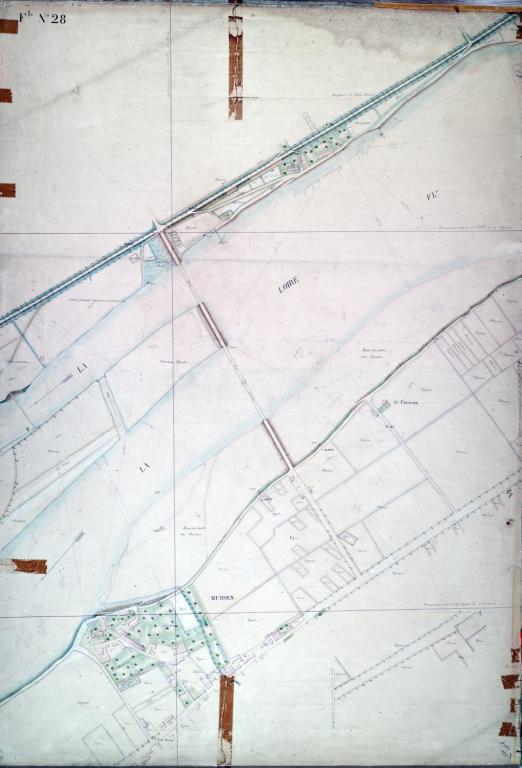 Carte de la Loire dans la traversée du Loir-et-Cher, non datée (vers 1850).  (archives départementales du Loir-et-Cher, 116 Fi feuille 28).