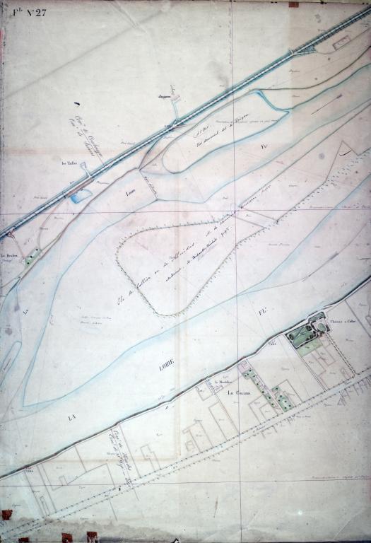 Carte de la Loire dans la traversée du Loir-et-Cher, non datée (vers 1850). Détail : le Collier. (archives départementales du Loir-et-Cher, 116 Fi feuille 27).