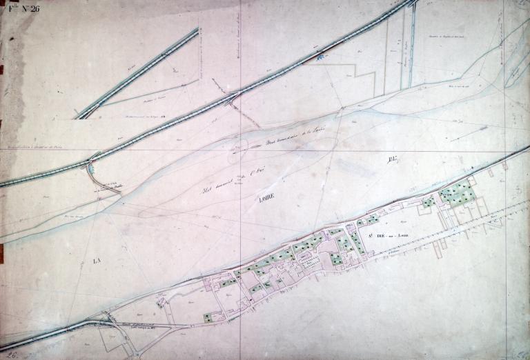 Carte de la Loire dans la traversée du Loir-et-Cher, non datée (vers 1850). Détail. (archives départementales du Loir-et-Cher, 116 Fi feuille 26).