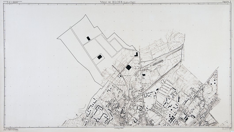 Blois, plan topographique régulier, 1955. (Ville de Blois, service du cadastre, Blois).