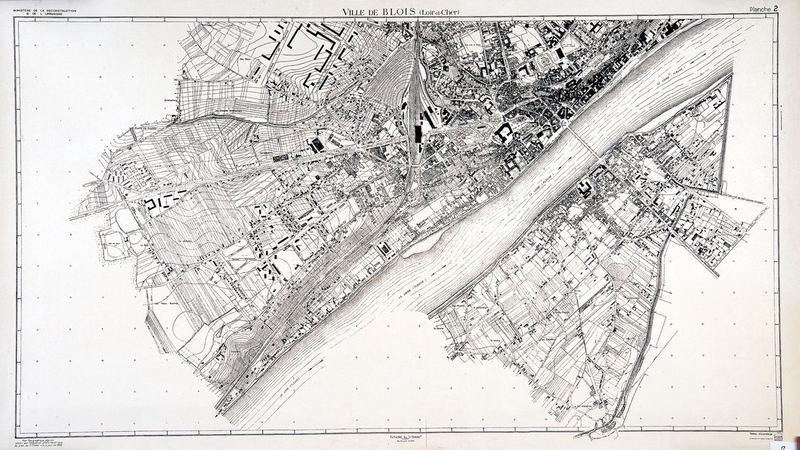 Blois, plan topographique régulier, 1955. (Ville de Blois, service du cadastre, Blois).