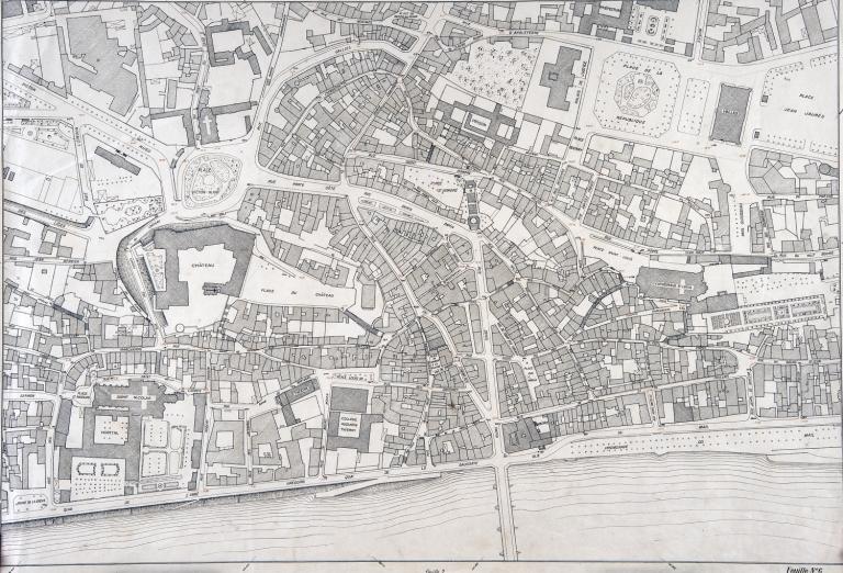 Carte de la ville de Blois, plan établi d'après photographie aérienne, 1937. (ville de Blois, service du cadastre). ; Carte de la ville de Blois, plan établi d'après photographie aérienne, 1937. (ville de Blois, service du cadastre).