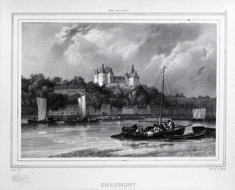 La Loire à Chaumont-sur-Loire par Deroy, vers 1835-1836. (musée de la Marine de Loire, Châteauneuf-sur-Loire).