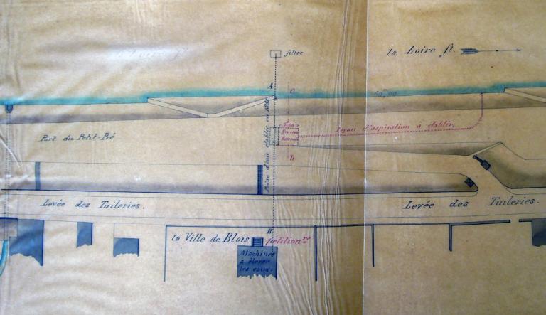 Etablissement d'un nouveau réservoir sur le chantier du Petit Pré à Blois, 21 juillet 1873, ingénieur ordinaire Partiot. (archives départementales du Loir-et-Cher, 3 S 157). ; Etablissement d'un nouveau réservoir sur le chantier du Petit Pré à Blois, 21 juillet 1873, ingénieur ordinaire Partiot. (archives départementales du Loir-et-Cher, 3 S 157).