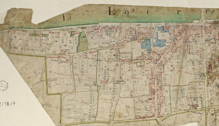 Extrait du cadastre napoléonien de 1809. (archives départementales du Loir-et-Cher, 3 P 2 18/7). ; Extrait du cadastre napoléonien de 1809. (archives départementales du Loir-et-Cher, 3 P 2 18/7). ; Extrait du cadastre napoléonien de 1809. (archives départementales du Loir-et-Cher, 3 P 2 18/7).
