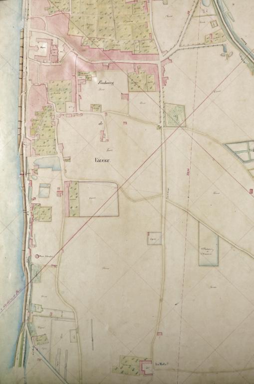 Carte de la Loire non datée (vers 1860) : détail sur Blois (rive gauche, aval du pont). (archives départementales du Loiret, Carte Loire 41 : 12 Fi 7-26).
