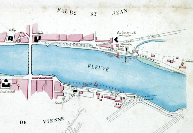 Plan d'alignement de la ville de Blois par le contrôleur, non daté (après 1850). (archives départementales du Loir-et-Cher, 1 Fi 1539).