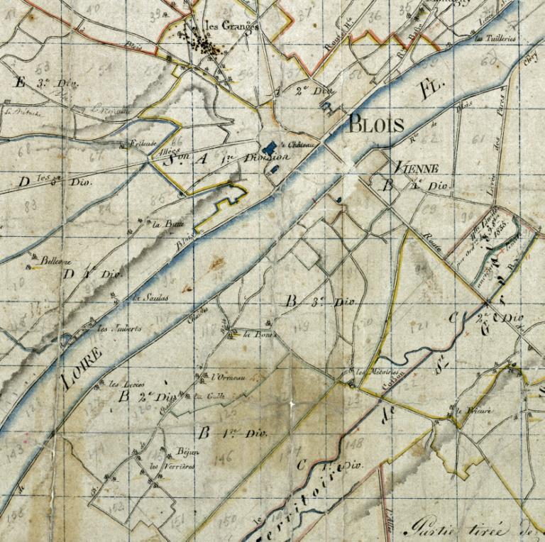 Extrait du cadastre napoléonien de 1809. (archives départementales du Loir-et-Cher, 3 P 2 /18/1).