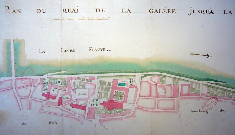 Plan du quai de la Galère jusqu'à la Croix du Foix à Blois, non daté (XVIIIe siècle). (archives départementales du Loir-et-Cher, 1 Fi 225/9).