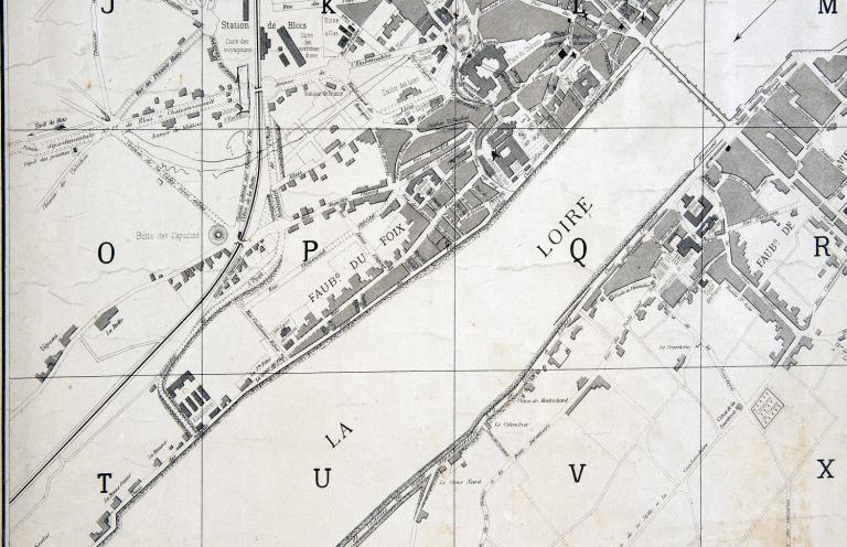 Plan de la ville de Blois dressé par G. Desbarres, non daté (après 1845). Détail. (bibliothèque Abbé Grégoire, Blois, RLV 354).